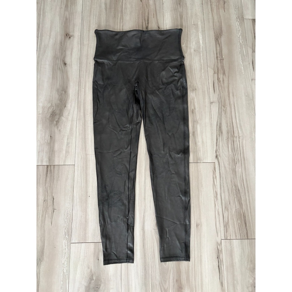 Spanx Faux Leather Leggings Womens XL Black High Waisted Skinny Leg Athleisure